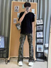 卡圖弛美式復古微喇牛仔褲男夏季薄款高級感修身直筒窄版工裝外穿長褲子 迷彩色 XL 【建議120-140斤】 曬單實拍圖