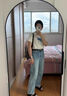 寬松闊腿牛仔褲女夏季2025新款今年流行的爆款顯瘦直筒拖地褲子 藍色-長褲-贈腰帶 M (27) 曬單實拍圖
