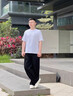 稻草人彎刀褲男夏季薄款寬松直筒慵懶風(fēng)休閑褲潮牌大碼燈籠褲闊腿褲子黑色 K5736L 曬單實(shí)拍圖