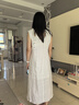 范思藍恩木耳邊亞麻圓領無袖連衣裙女夏2025新款優(yōu)雅氣質(zhì)長裙2773 白色 L 曬單實拍圖