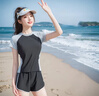 昇億泳衣女防尷尬分體保守兩件套顯瘦遮肉游泳衣學(xué)生海邊溫泉女士泳衣 拼色短袖+泳褲 XL （115-130斤） 曬單實(shí)拍圖