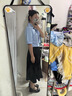 佐敘小眾襯衣法式上衣港風夏季蝴蝶結時尚短袖白襯衫女甜美垂感襯衣 藍色 M (90-100斤） 曬單實拍圖