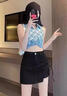 栢啟歆短褲女高腰顯瘦不規(guī)則包臀夏季褲裙感抽繩半身裙設計彈力辣妹短褲 抽繩短褲 M 【95-105斤】 曬單實拍圖