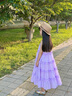 叮當(dāng)貓中大童女童無袖吊帶連衣裙夏季2025新款女孩洋氣休閑公主裙子夏裝 9598紫色-長裙 130 曬單實(shí)拍圖