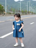 G.DUCKKIDS小黃鴨童裝女童2025新款夏季牛仔裙連衣裙蝴蝶結(jié)小女孩寶裙子夏裝 藍色 130 (建議115-125cm 5.2-7周歲) 曬單實拍圖