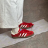 阿迪達(dá)斯（adidas）三葉草男女鞋GAZELLE INDOOR低幫休閑鞋IF1808紅白36 曬單實(shí)拍圖