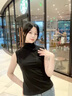 TKSY莫代爾半高領(lǐng)無袖背心女內(nèi)搭2025早春夏新款坎肩吊帶打底外穿上衣 黑色 XL 【建議120-130斤】 曬單實(shí)拍圖