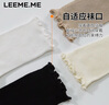 LEEME.ME粒米【抗菌】襪子女春夏季條紋花邊女士堆堆襪時(shí)尚女襪 4黑 均碼 曬單實(shí)拍圖