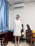 羅蒙（ROMON） 法式白色泡泡袖連衣裙女夏季小個子高級感氣質(zhì)長袖新中式裙子 白色 S -95斤以下 曬單實(shí)拍圖