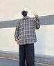 啄木鳥潮牌格子襯衫男女新款春夏防曬復(fù)古寬松格紋長(zhǎng)袖襯衣情侶裝 CS2382藍(lán)色 XL /175【推薦130-150斤】 曬單實(shí)拍圖