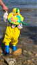 藍(lán)鷗盾兒童趕海服男女雨鞋雨靴連體涉水褲玩水服防水涉水服YX1050 24 曬單實(shí)拍圖