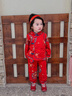 Shining Moment閃耀時(shí)刻 寶寶周歲禮服純棉兒童分體套裝紅色喜慶新中式國風(fēng)漢服 長(cháng)袖上衣&長(cháng)褲兩件套 100 （2-3歲） 曬單實(shí)拍圖