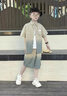 卡兔藍(lán)貓男童夏裝套裝2025新款中大兒童裝男孩夏季短袖襯衫韓版痞帥時(shí)髦潮 藍(lán)色 150 曬單實(shí)拍圖