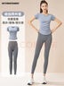 VICTORIATOURIST瑜伽服女運動(dòng)套裝春夏寬松跑步短袖微胖健身服訓練服T恤藍XXL 曬單實(shí)拍圖