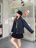 飛鳥(niǎo)和新酒廓形刺繡牛仔外套女2025秋季新款小個(gè)子翻領(lǐng)休閑上衣 藏藍HCH08 S 曬單實(shí)拍圖