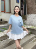 真維斯純棉短袖女2025新款爆款夏季寬松韓版休閑半袖上衣時(shí)尚潮流t恤女 天藍 陽(yáng)光櫻花_K L 曬單實(shí)拍圖