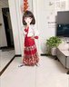 蘿美醬2025新款馬面裙女童過(guò)年服套裝全套明制漢服中國風(fēng)春秋女孩兒童 紅色馬面裙+提花長(cháng)袖上衣+項鏈 150 曬單實(shí)拍圖