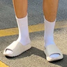 H8奢椰子拖鞋外穿踩屎感2025夏季防滑莆田情侶男女厚底運動男士拖鞋 米白色（莆田升級版） 44 曬單實拍圖