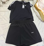 阿迪達(dá)斯運(yùn)動(dòng)套裝男戶外休閑運(yùn)動(dòng)服吸濕排汗速干短袖短褲兩件套 黑/金 3XL 曬單實(shí)拍圖
