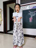 迪士尼（Disney）女童夏裝t恤兒童套裝2025新款夏季國風(fēng)漢服中式短袖童裝女衣服 女孩夏天半袖上衣+裙褲子 140 cm 曬單實(shí)拍圖