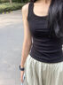 浪莎方領(lǐng)吊帶背心女可外穿洋氣2025夏季新款美背內搭無(wú)袖上衣潮流女裝 黑色 L 【推薦115-130斤】 曬單實(shí)拍圖