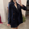 她芙（tafu）品牌女裝風(fēng)衣外套女2025春秋新款時(shí)尚百搭雙排扣直筒寬松中長(cháng)款 藏青色 M 曬單實(shí)拍圖