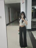 魯雅爾黑色低腰微喇叭牛仔褲女夏季高級垂感小個(gè)子辣妹顯瘦寬松闊腿長褲 黑色 L 曬單實(shí)拍圖