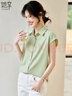 她享短袖襯衫夏季通勤百搭襯衣雪紡衫無(wú)袖簡(jiǎn)約女士上衣小衫 T52S073 曬單實(shí)拍圖