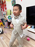 耀王兒童西服春秋男童馬甲套裝花童婚禮生日鋼琴走秀演出服SBK-X002 米色四件套 130 曬單實(shí)拍圖
