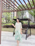 恒源祥媽媽連衣裙女夏季洋氣大尺碼2025新款中老年夏裝貴夫人遮肚裙子 藍 XL 曬單實(shí)拍圖