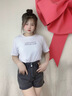 翊尚美牛仔短褲女夏季外穿新款2025年高腰三分褲子寬松休閑潮流百搭熱褲 黑灰色 【雙排扣高腰更顯瘦】 L 【推薦105-115斤】 曬單實(shí)拍圖