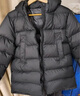 保姆鵝  兒童羽絨服寶寶中長(zhǎng)款護(hù)臉加厚鴨絨外套防風(fēng)保暖童裝冬裝 炭黑 130 曬單實(shí)拍圖