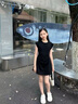 妍雨若女童夏季連衣裙兒童新款法式裙子氣質(zhì)小黑裙女寶寶褶皺洋氣A字裙 黑色 100 曬單實拍圖