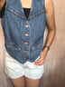 Levi's【商場(chǎng)同款】李維斯25年春夏新款女士休閑牛仔馬甲001WQ 藍(lán)色 S 曬單實(shí)拍圖