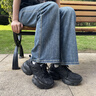 回力厚底老爹鞋女款2025新款夏季爆款透氣輕便增高鞋子女鞋小白運動鞋 黑色【6cm超輕凹凹底】 37 曬單實拍圖