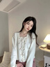 矜持范毛衣女套裝女2025秋季新款V領(lǐng)燈籠袖針織衫女毛衣上衣兩件套裝 白色打底衫+白色開(kāi)衫 M 曬單實(shí)拍圖