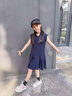 G.DUCKKIDS小黃鴨女童連衣裙夏季2025新款兒童洋氣polo裙夏裝大童女孩運動裙 藏青 160 cm 曬單實拍圖