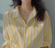 真維斯女裝2025春季新款黃白條紋簡(jiǎn)約潮流百搭時(shí)尚女裝襯衫LE 黃色8400 XL 170/96A 曬單實(shí)拍圖