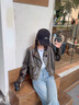 RHUDE FOG品牌女裝復(fù)古皮衣短外套女2025春秋新款韓版寬松休閑氣質(zhì)顯瘦港風(fēng) 咖色 M 曬單實拍圖