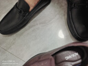 奧康豆豆鞋男士休閑皮鞋牛皮 軟底軟皮白色英倫潮流駕車(chē)懶人鞋 黑色 43 曬單實(shí)拍圖