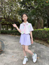 小豬彼特女童速干運(yùn)動(dòng)套裝兒童夏季冰絲短褲跑步健身女孩大童夏裝兩件套薄 9852短袖+18410紫色 150 cm 曬單實(shí)拍圖