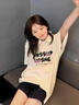 京多夢(mèng)polo領(lǐng)短袖t恤女2025新款寬松學(xué)生甜妹顯瘦半袖上衣設計感小眾 杏色 L （100-110） 曬單實(shí)拍圖