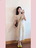 依伊純2025新款氣質(zhì)女裝夏款泡泡袖刺繡甜美顯瘦裙子小清新碎花連衣裙 米色 S 曬單實(shí)拍圖