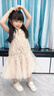 迪士尼公主裙女童生日禮服夏季新款兒童裙子女孩高級(jí)連衣裙童裝蓬蓬裙 杏色 120 曬單實(shí)拍圖