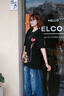 古由卡（GUUKA）xAGAHO聯(lián)名情侶裝短袖男士t恤夏季25新款潮牌小熊純棉半截袖寬松 黑色 F4645 L 曬單實(shí)拍圖
