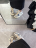 金狐貍2025新款春夏真皮老爹鞋女輕便厚底增高休閑運動(dòng)鞋小白鞋女鞋 米色/藍色 四季款 36 曬單實(shí)拍圖