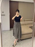 TOUCH MISS25年春夏巴黎泡泡縐肌理棉麻寬松燈籠裙彈力腰半裙花苞裙 LSY 黑格紋 常規 L 曬單實(shí)拍圖