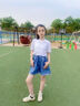 真維斯童裝女童套裝夏季2025新款兒童純棉t恤薄款女孩運(yùn)動(dòng)衣服夏裝牛仔短褲 白/粉藍(lán)花朵-牛仔藍(lán)/J純色 150 曬單實(shí)拍圖
