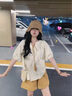 麥思婭短褲女夏季2025新款甜美減齡衣服刺繡氣質(zhì)設(shè)計(jì)感高腰顯瘦闊腿褲子 兩件套 M 曬單實(shí)拍圖