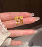 瑞諾黃金螢火橙花黃水晶耳釘足金999小眾設(shè)計耳飾生日禮物送女友 勿拍/精美包裝定金 曬單實拍圖